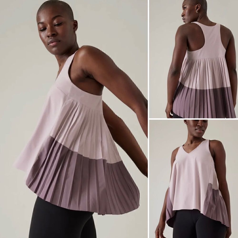 Athleta Swing Forward Pleated Tank Top Size Small Mauve Lavender NWT $109